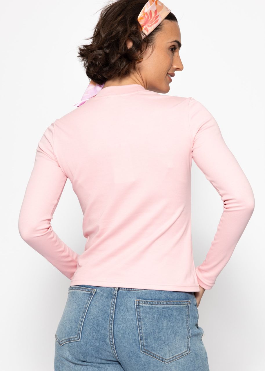 Long sleeve shirt with wide button placket - pink