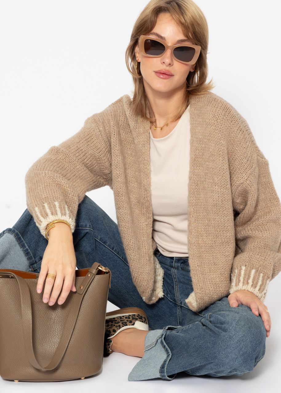 Loose-fitting cardigan with emphasised hem - camel