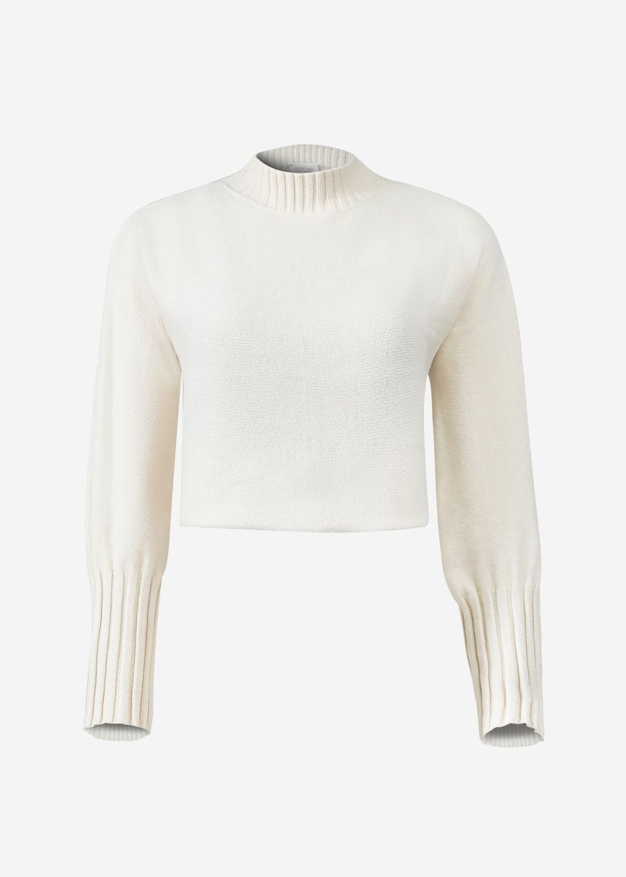 Casual Crop Sweater - offwhite