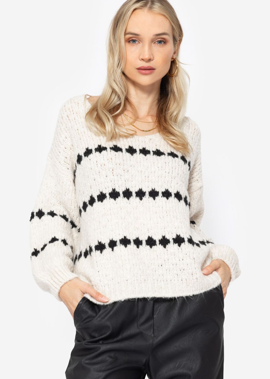 Jumper with fantasy stripe pattern - offwhite