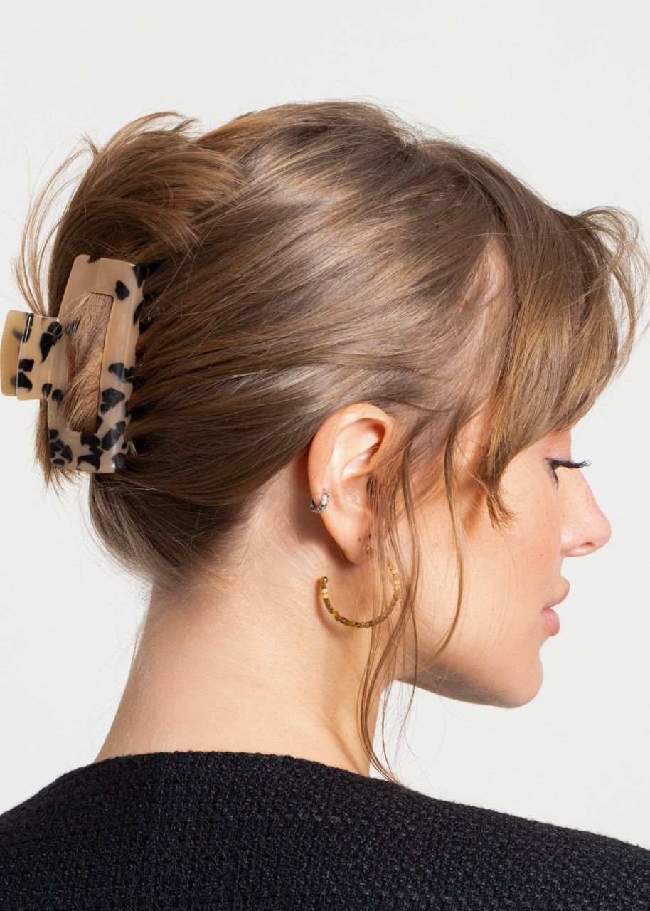 Square hair clip in tortoiseshell look - brown
