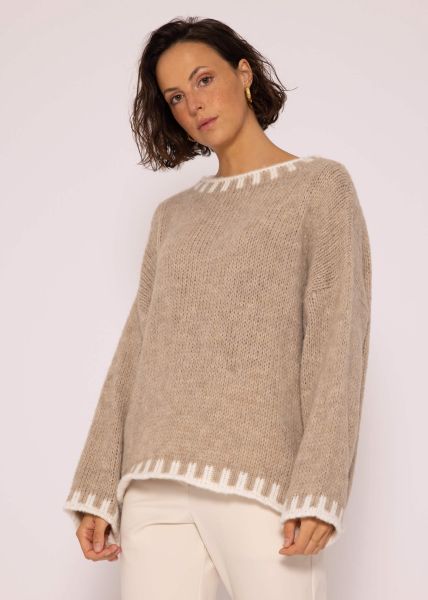 Jumper with offwhite details, beige