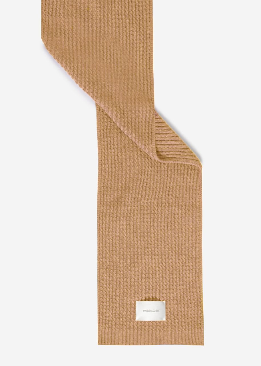 Ribbed knitted scarf - beige