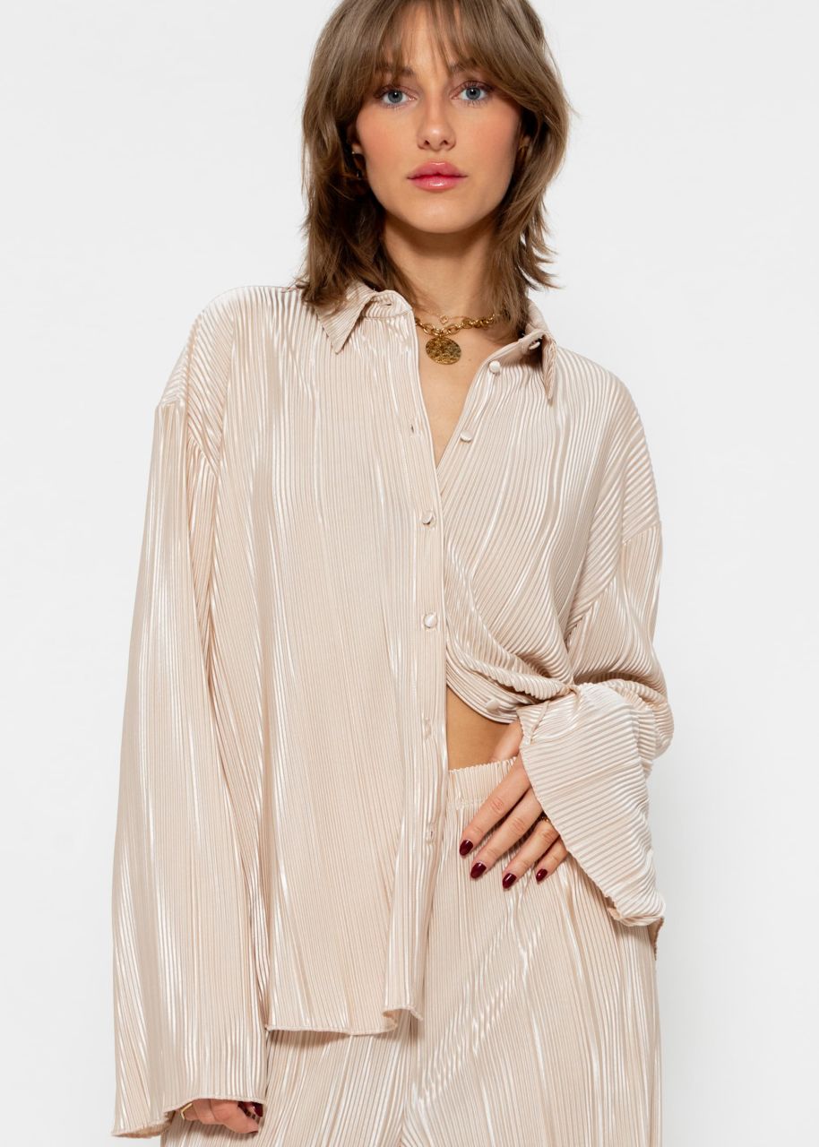 Pleated shirt blouse - beige