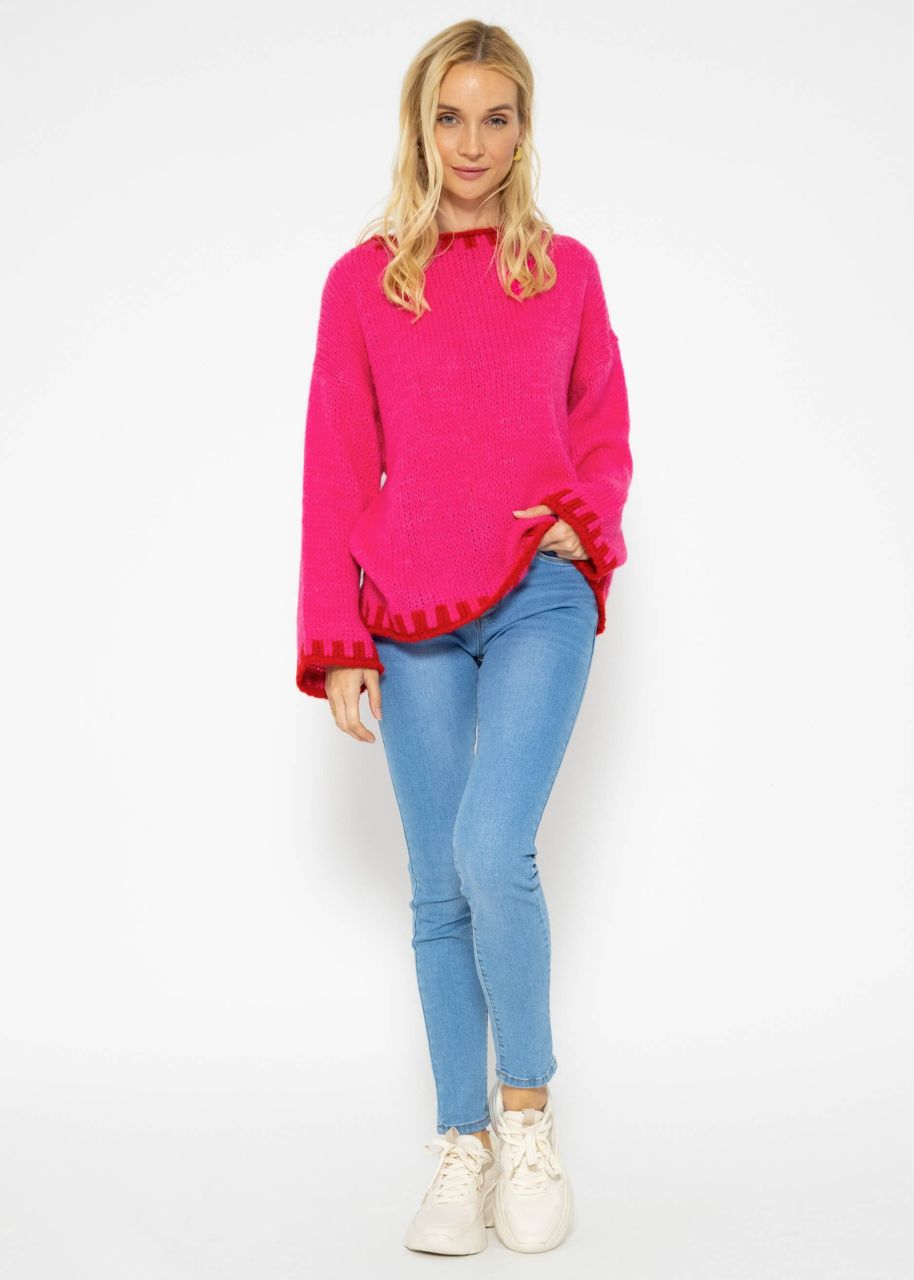 Jumper with red details - pink