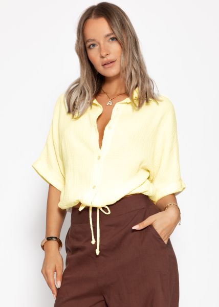 Muslin blouse with drawstring - butter yellow