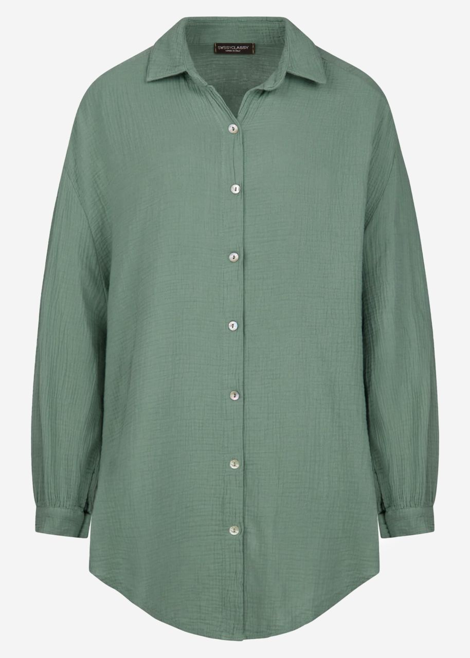 Oversize muslin blouse, sage green