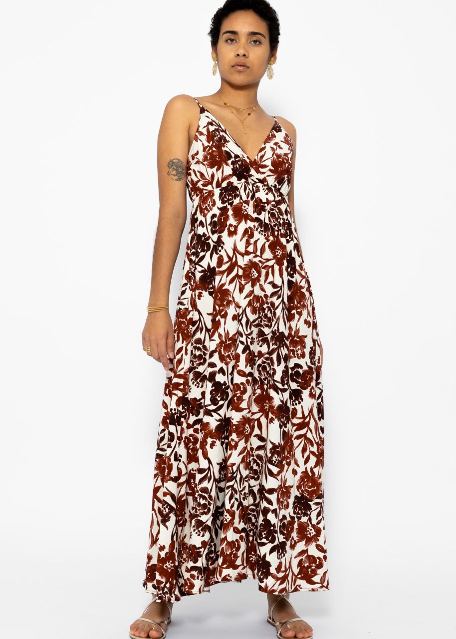 Strap dress with floral print - offwhite