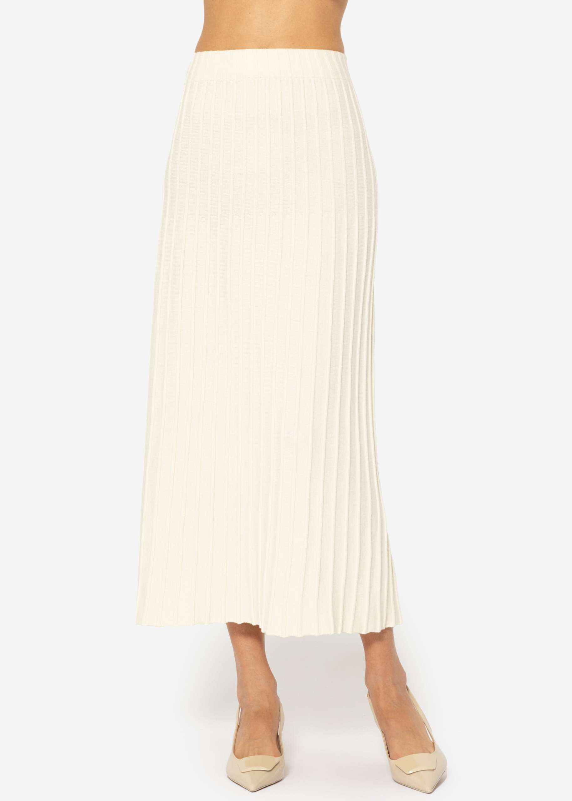 Pleated Maxi Knit Skirt - offwhite