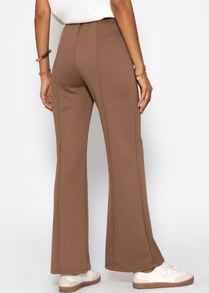 Highwaist trousers with straight leg and decorative stitching - brown
