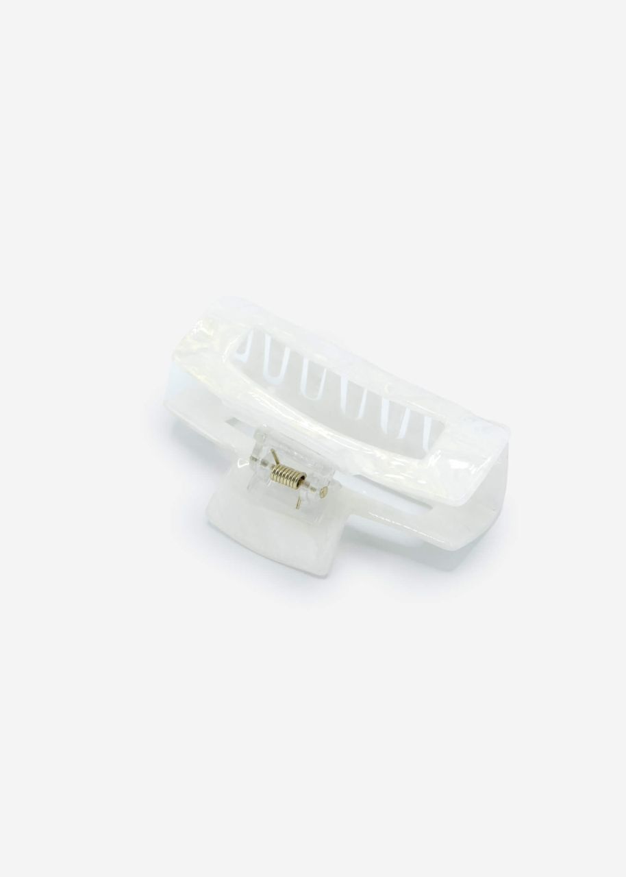 Square hair clip in mother-of-pearl look - white