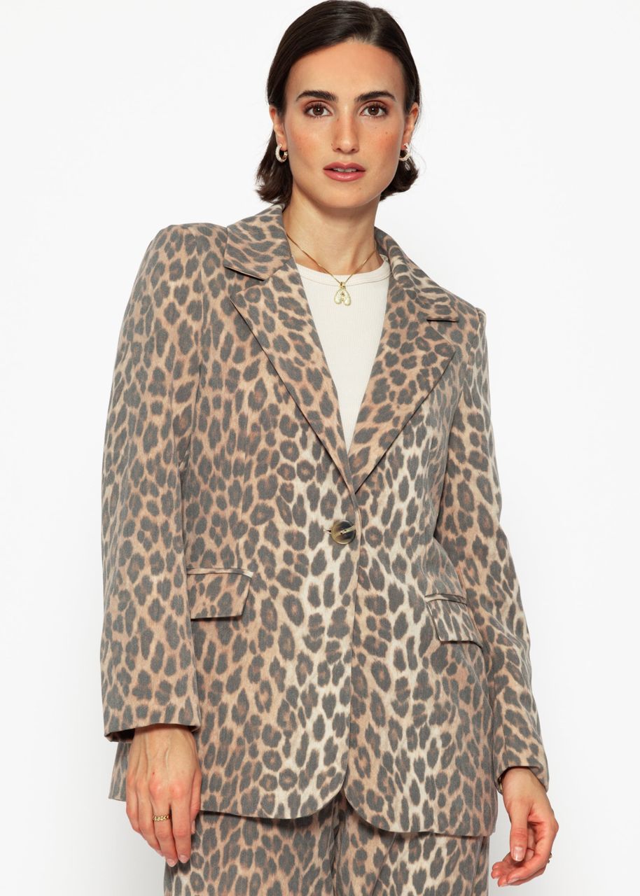 Blazer with leo print - brown