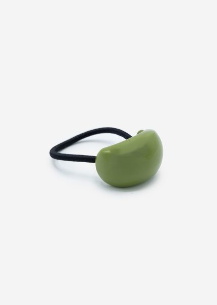 Curved hair tie - green