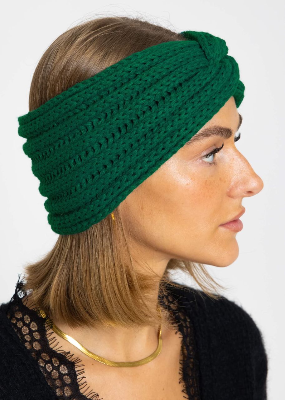 Ribbed knit headband - green