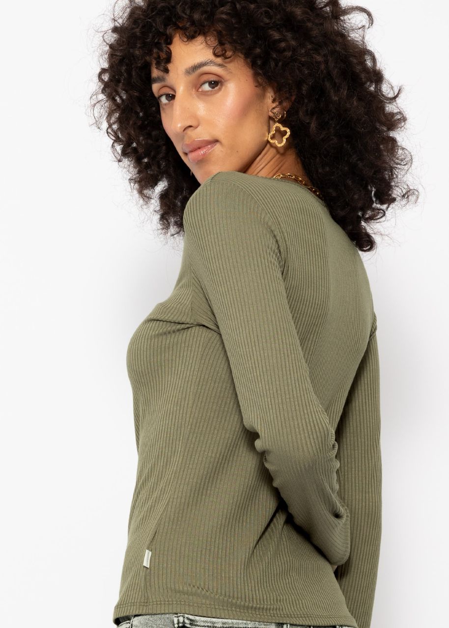 Ribbed long sleeve shirt - khaki