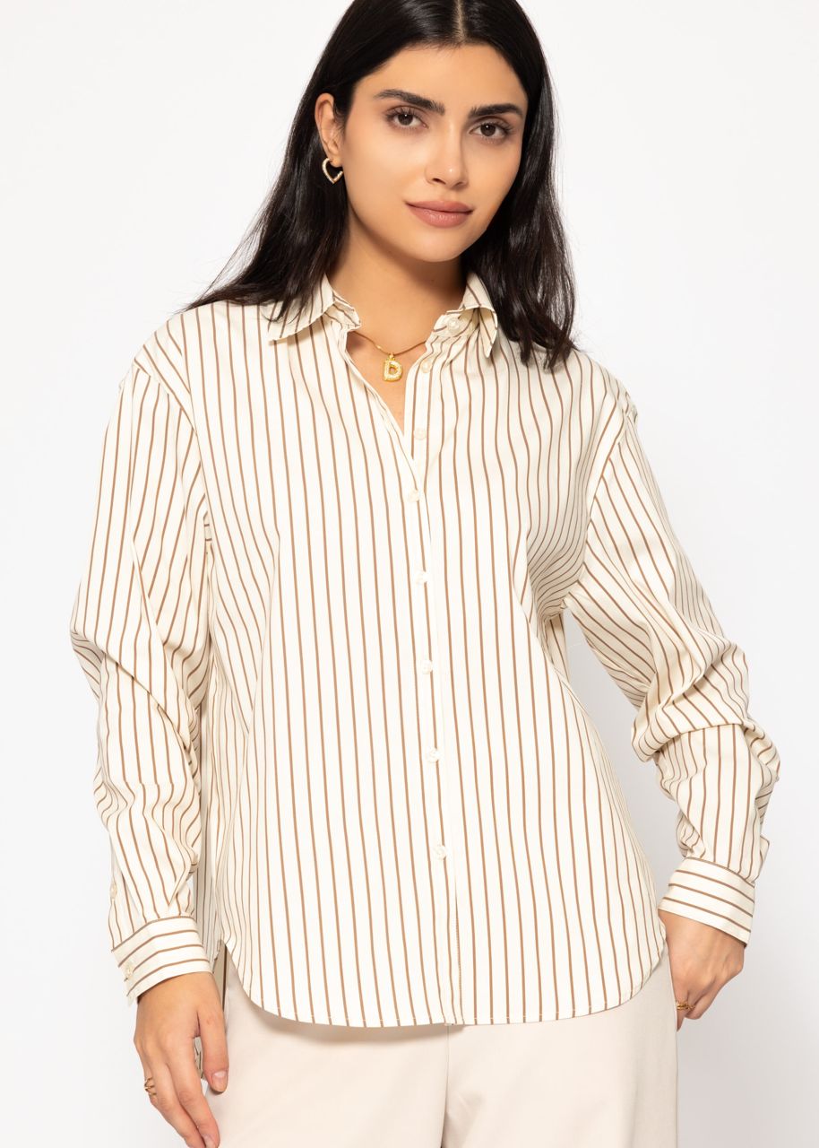 Striped shirt blouse - beige