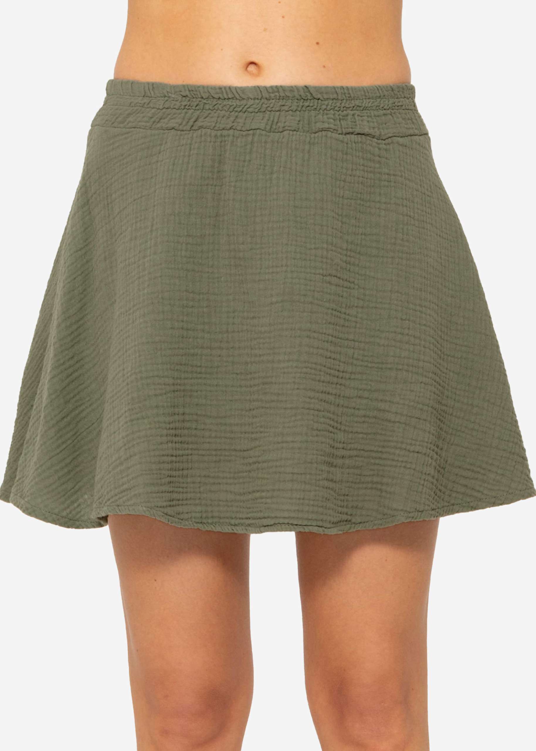 Muslin skirt-shorts, khaki