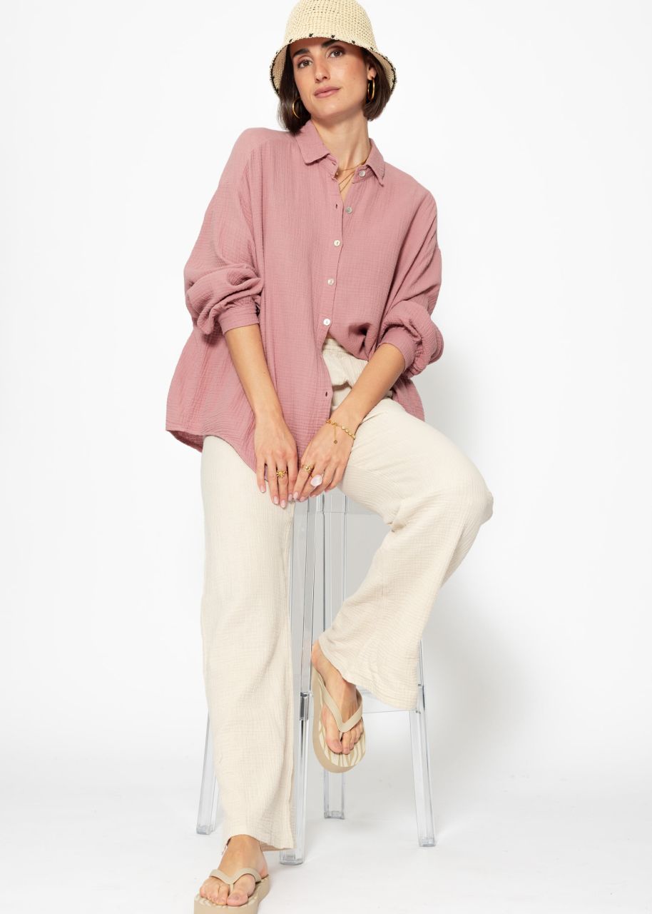 Muslin blouse oversize, short, old pink