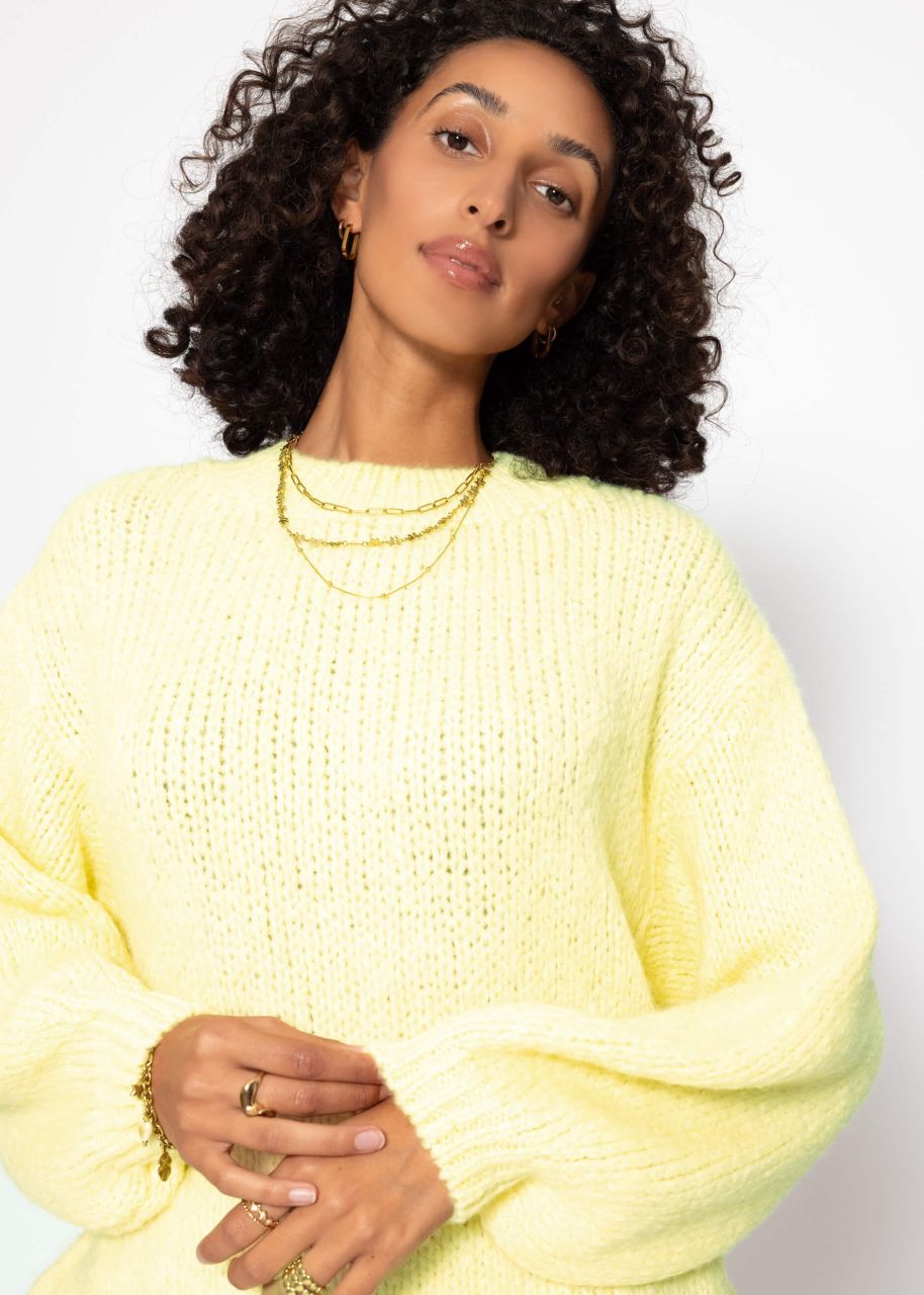 Oversized jumper with round neckline - vanilla yellow
