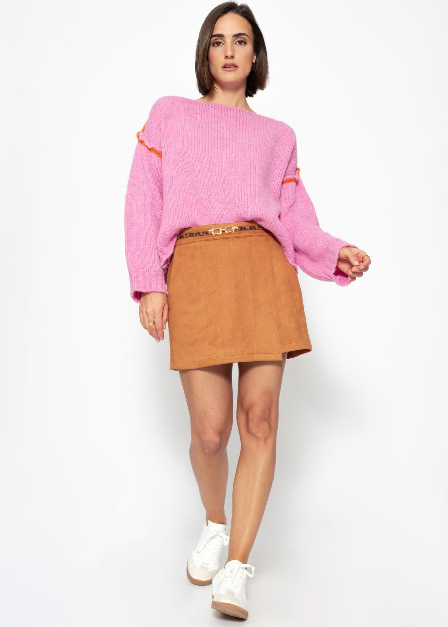 Jumper with contrast stitching - pink