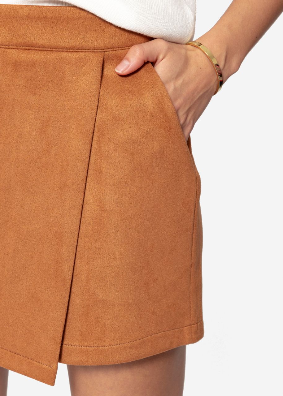 Suede-look culottes - cognac