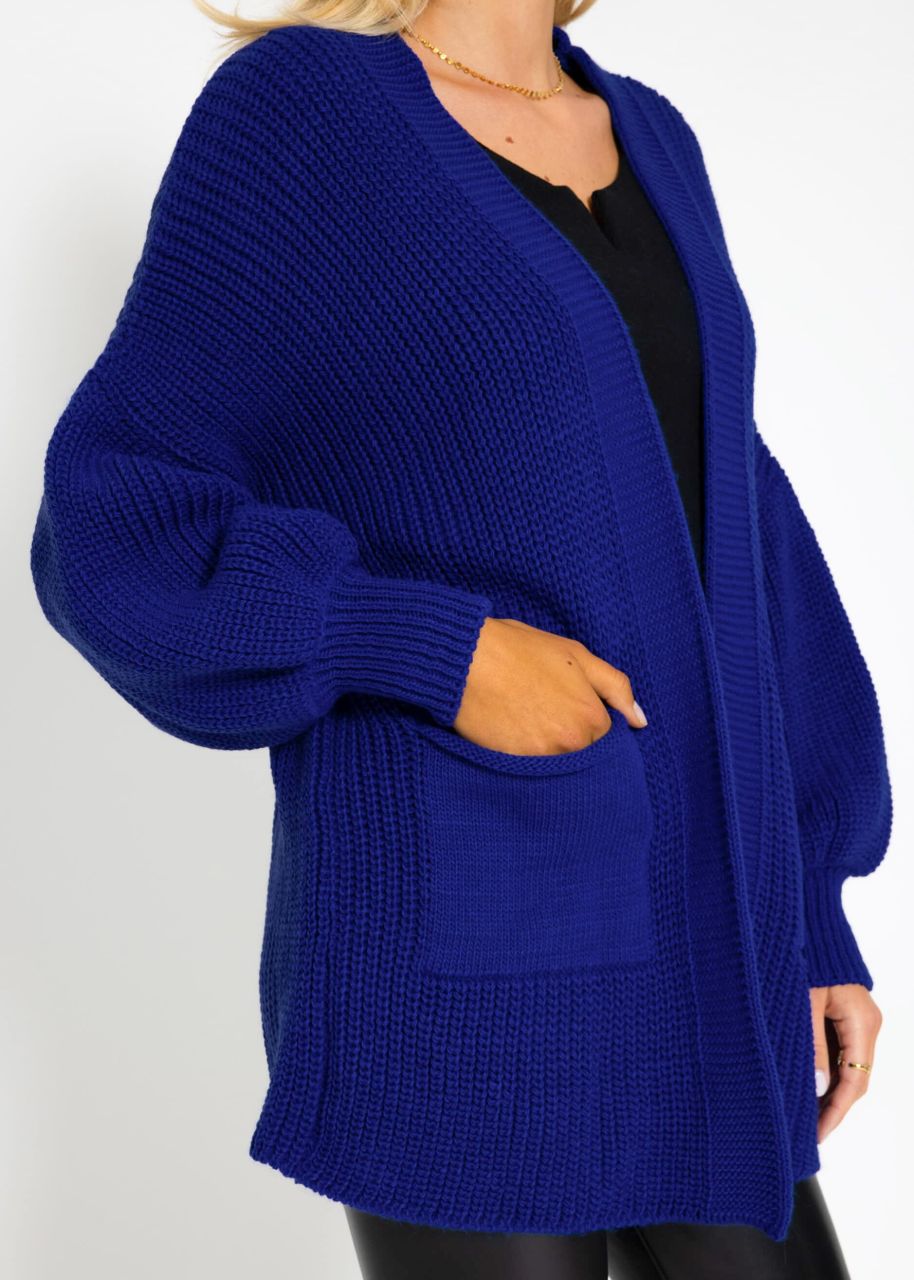 Knitted cardigan with pockets - royal blue