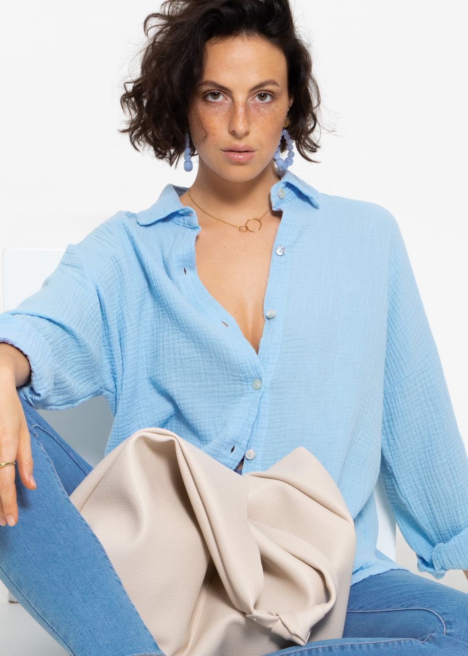 Regular fit muslin blouse - light blue