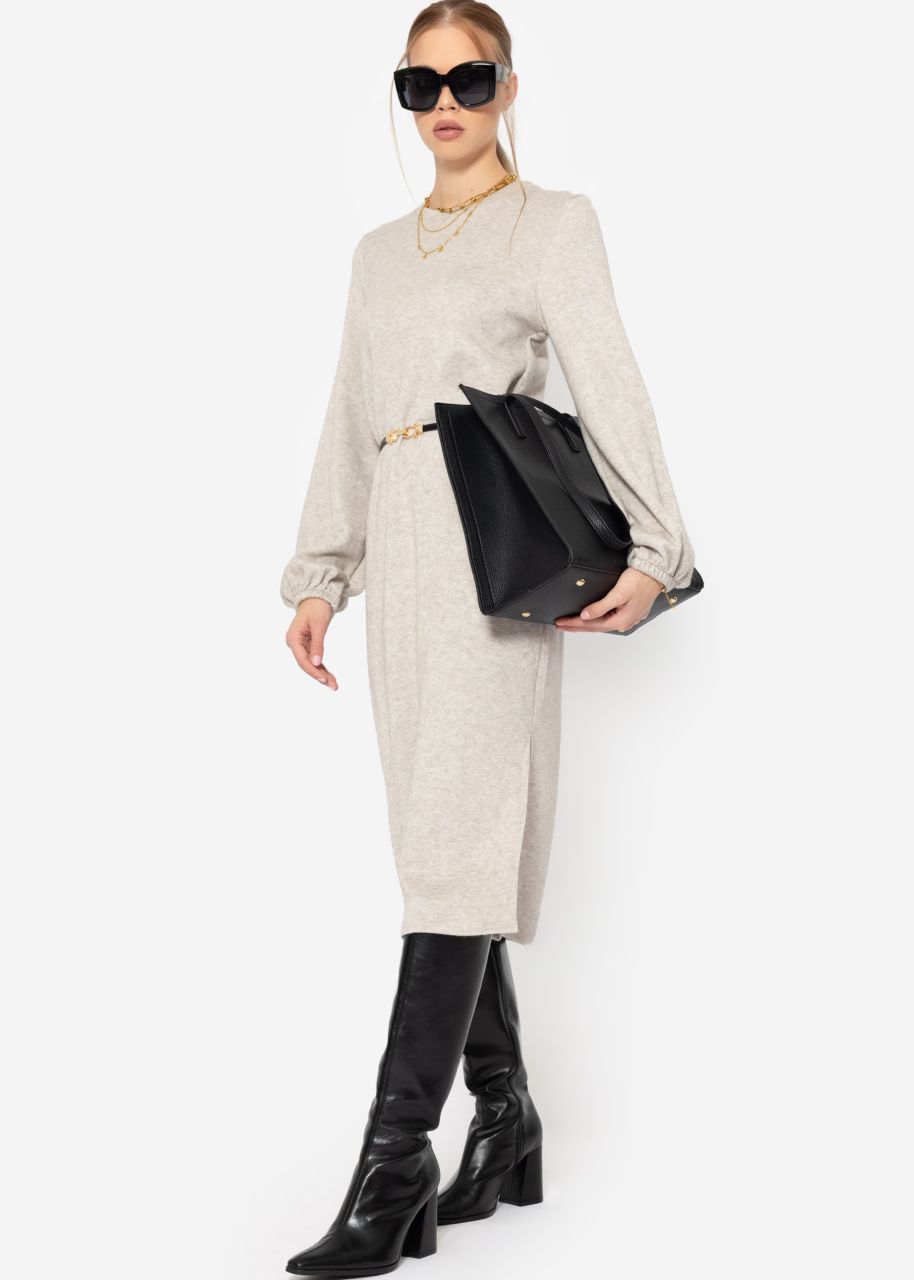 Super soft jersey dress in midi length - taupe