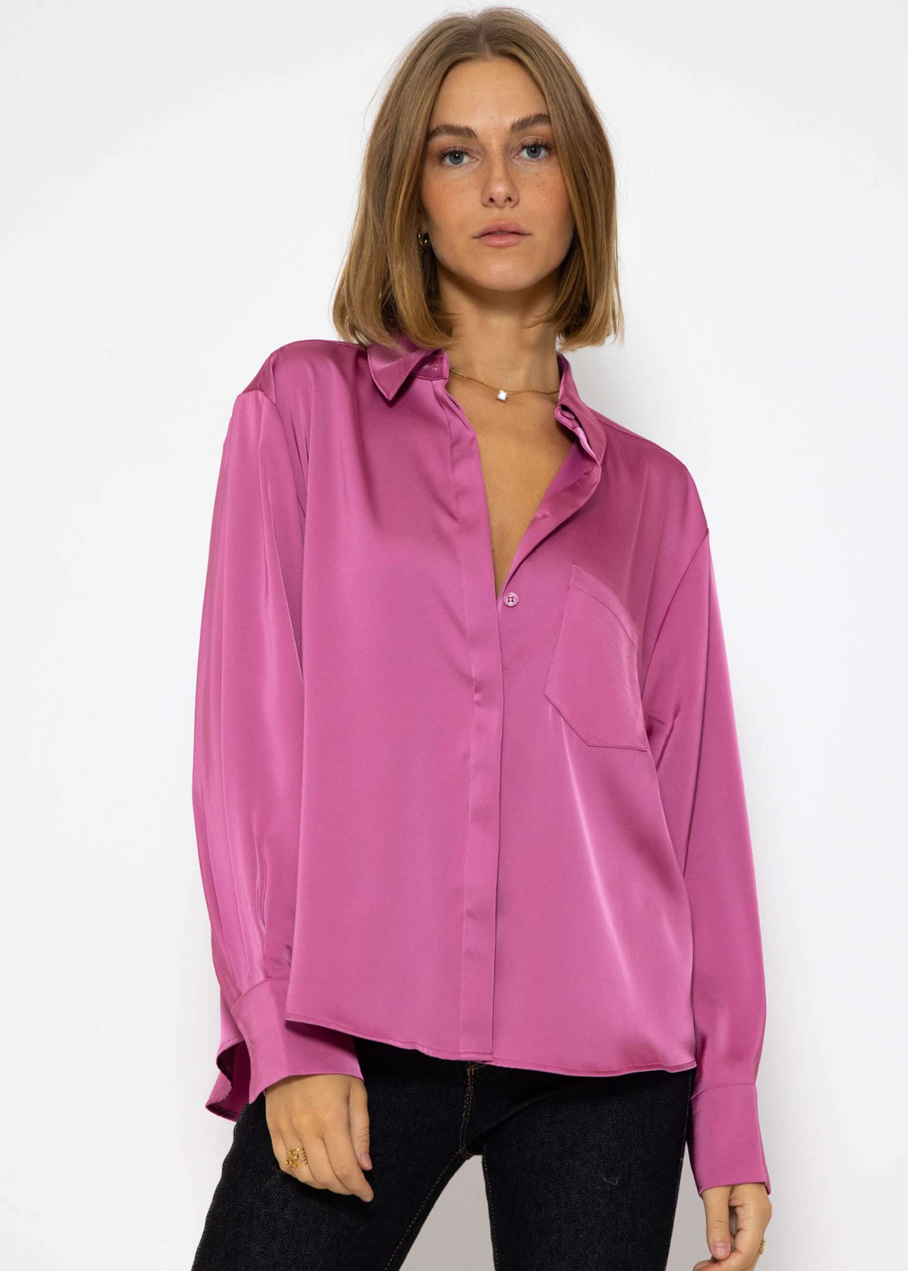 Oversize satin blouse - orchid