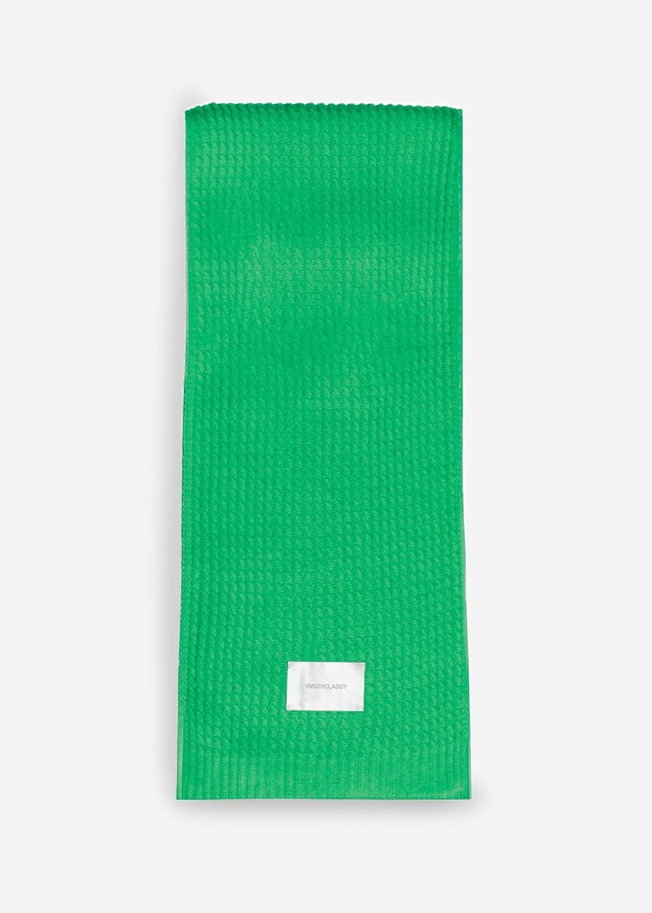 Ribbed knitted scarf - green