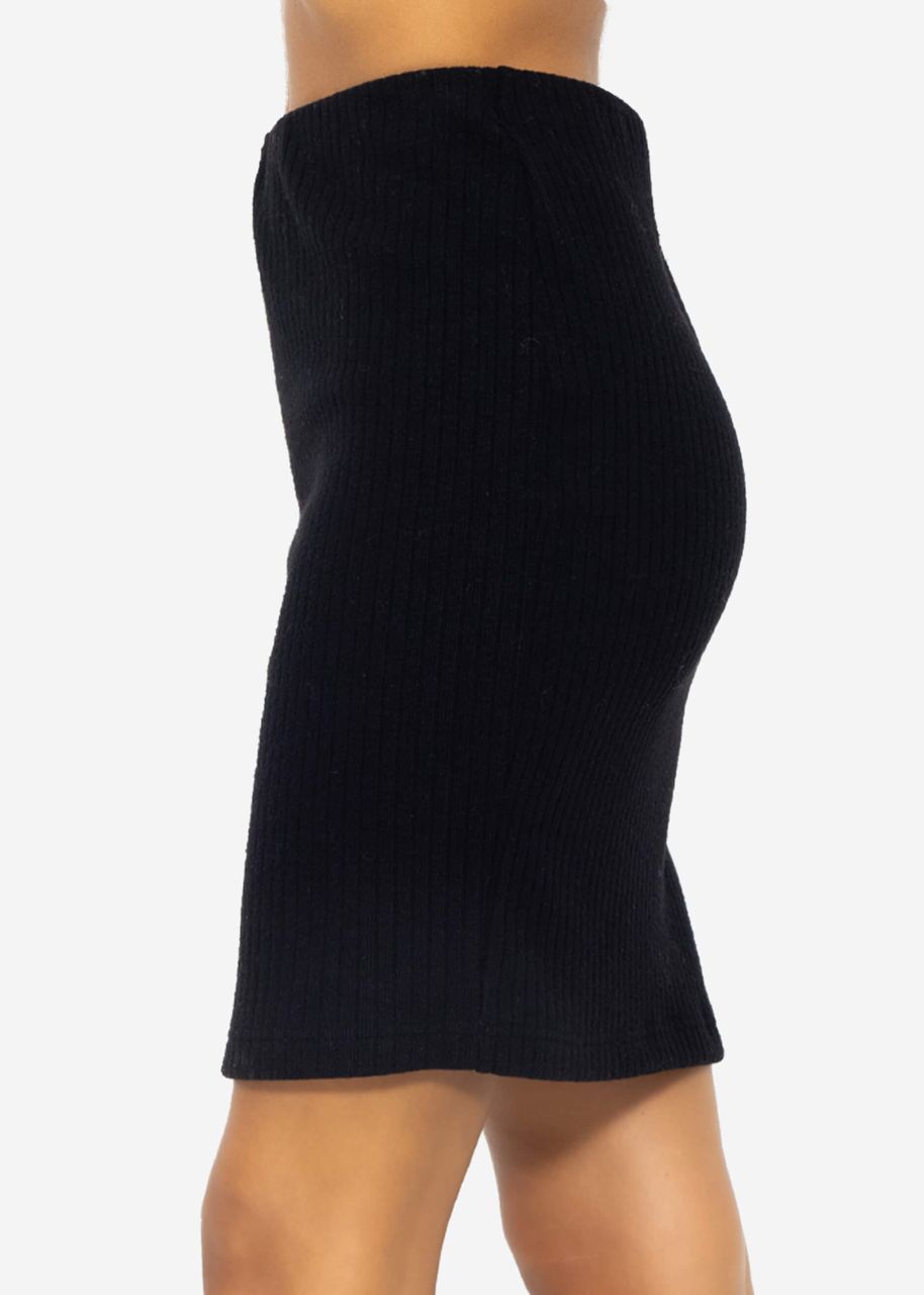 Ribbed short skirt - black