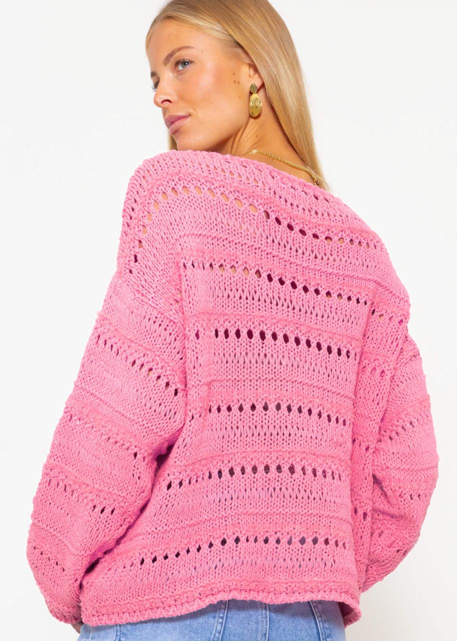 Jumper with ajour pattern - pink