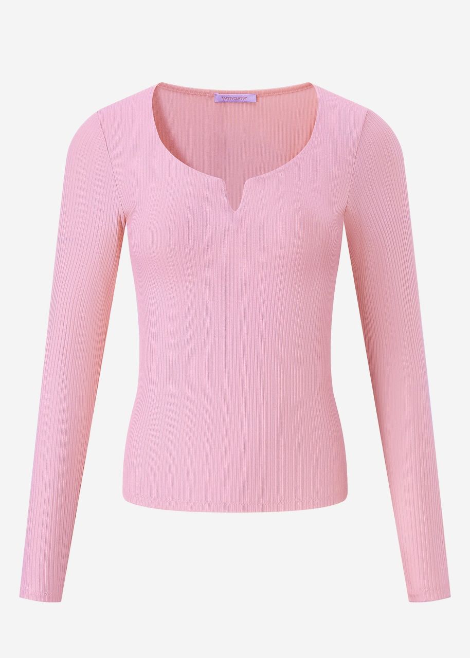 Ribbed long sleeve shirt - pink