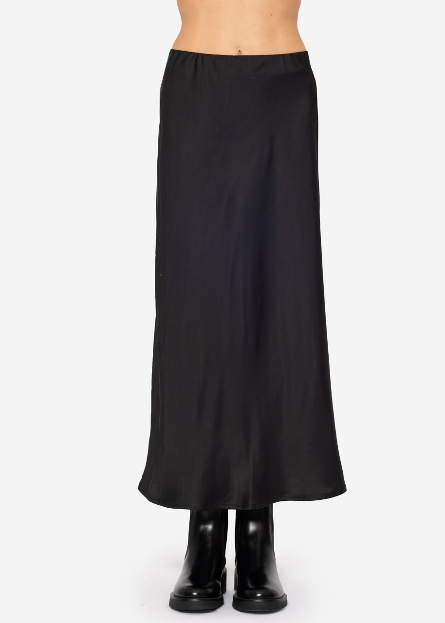 Satin-look skirt - black