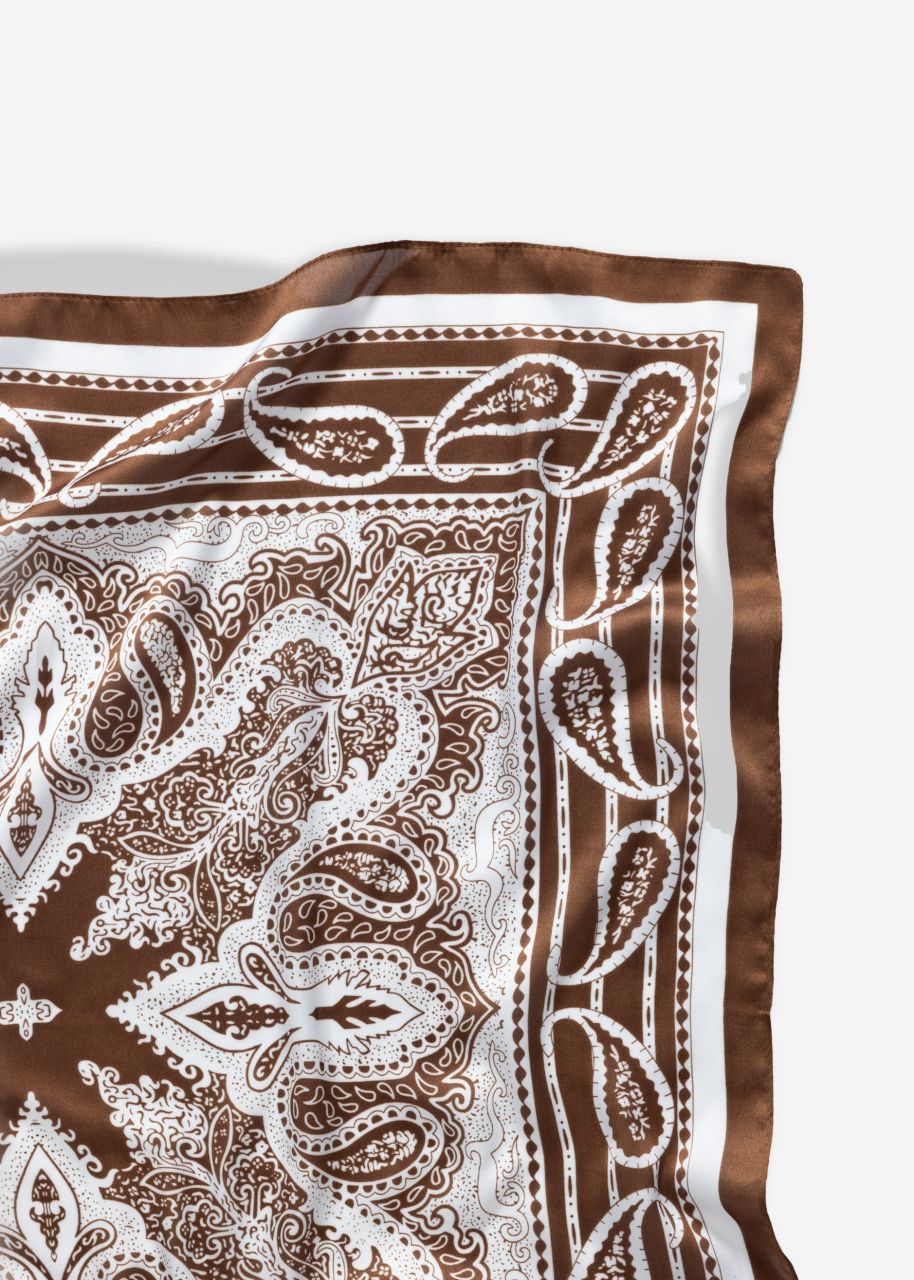 Scarf with paisley print - dark brown