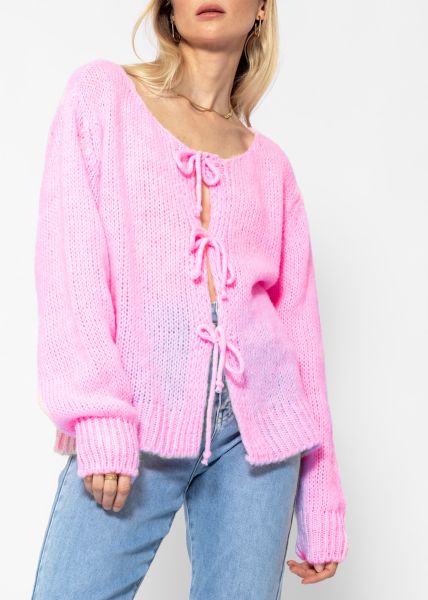 Cardigan with bow fastening - baby pink