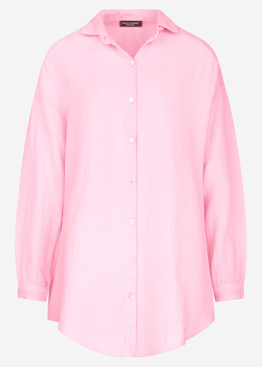 Muslin blouse oversize, baby pink