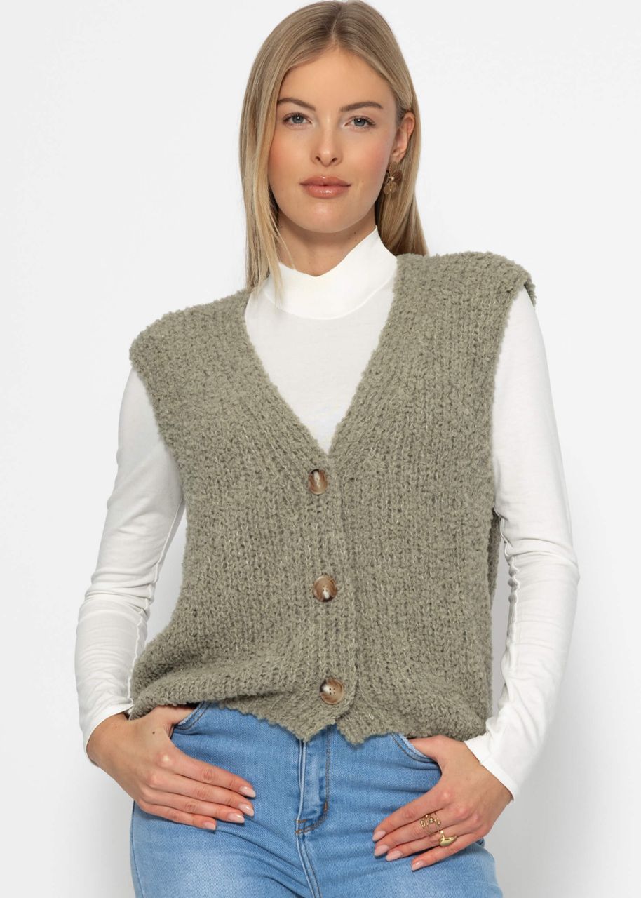 Oversize, sleeveless vest - khaki