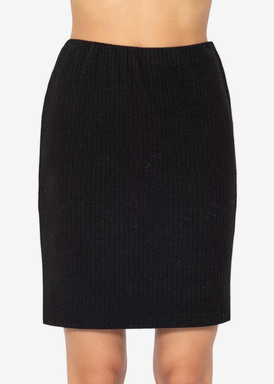 Ribbed short skirt - black