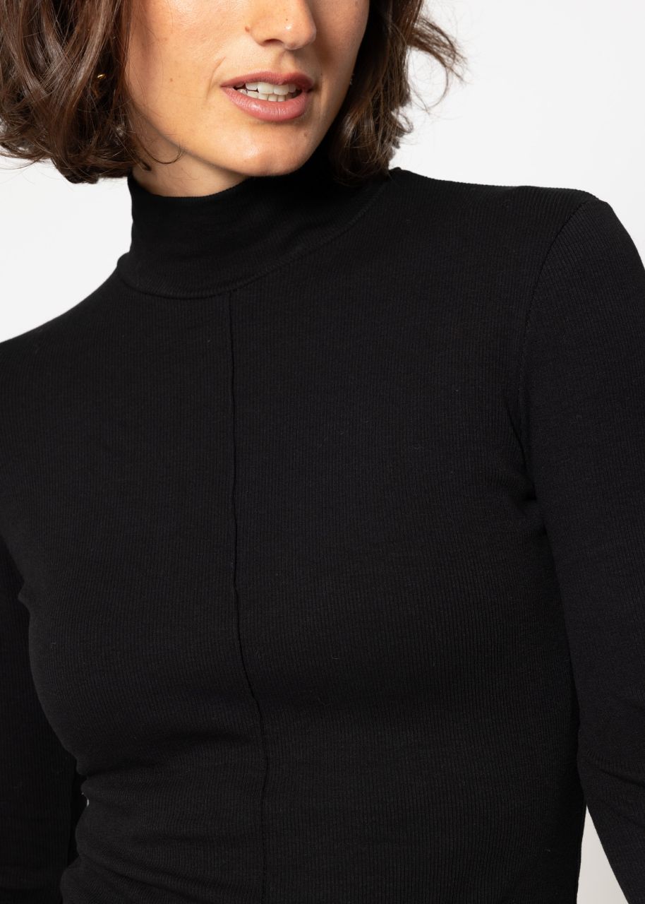 Long-sleeved shirt with turtleneck - black