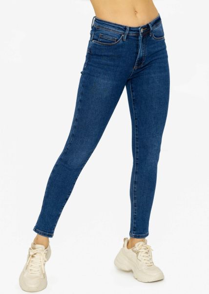 Stretchy Mid Waist Push Up Jeans - blue