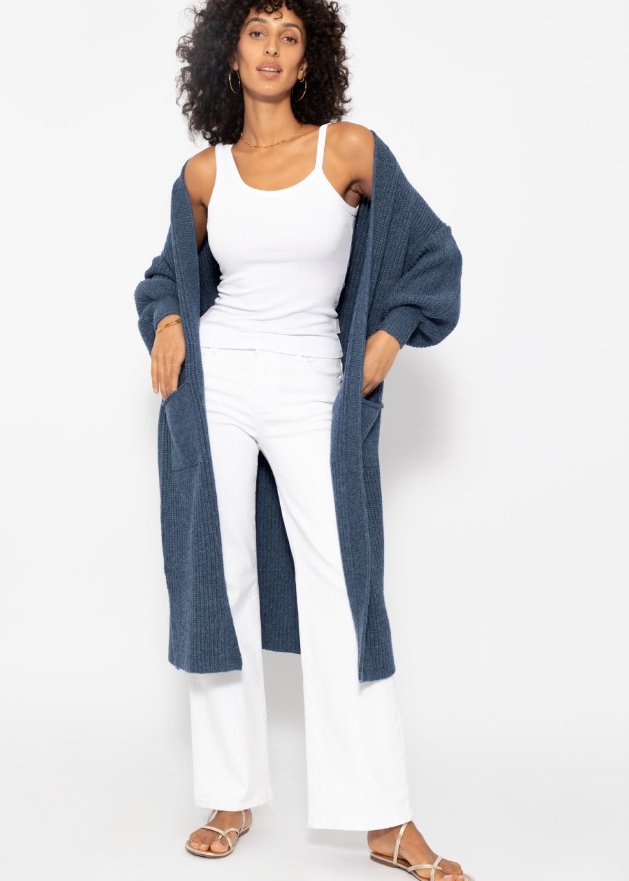 Long super soft cardigan with pockets - jean blue