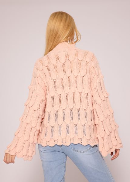 Oversize sweater with pattern, pink