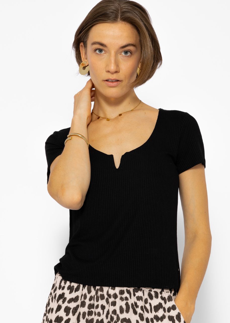 Ribbed T-shirt - black