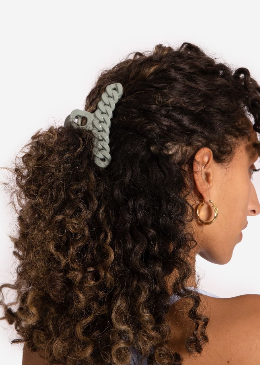 Chain links hair clip, green