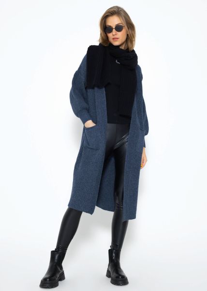 Long super soft cardigan with pockets - jean blue