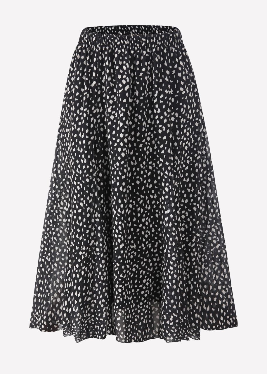 Long chiffon skirt with print - black