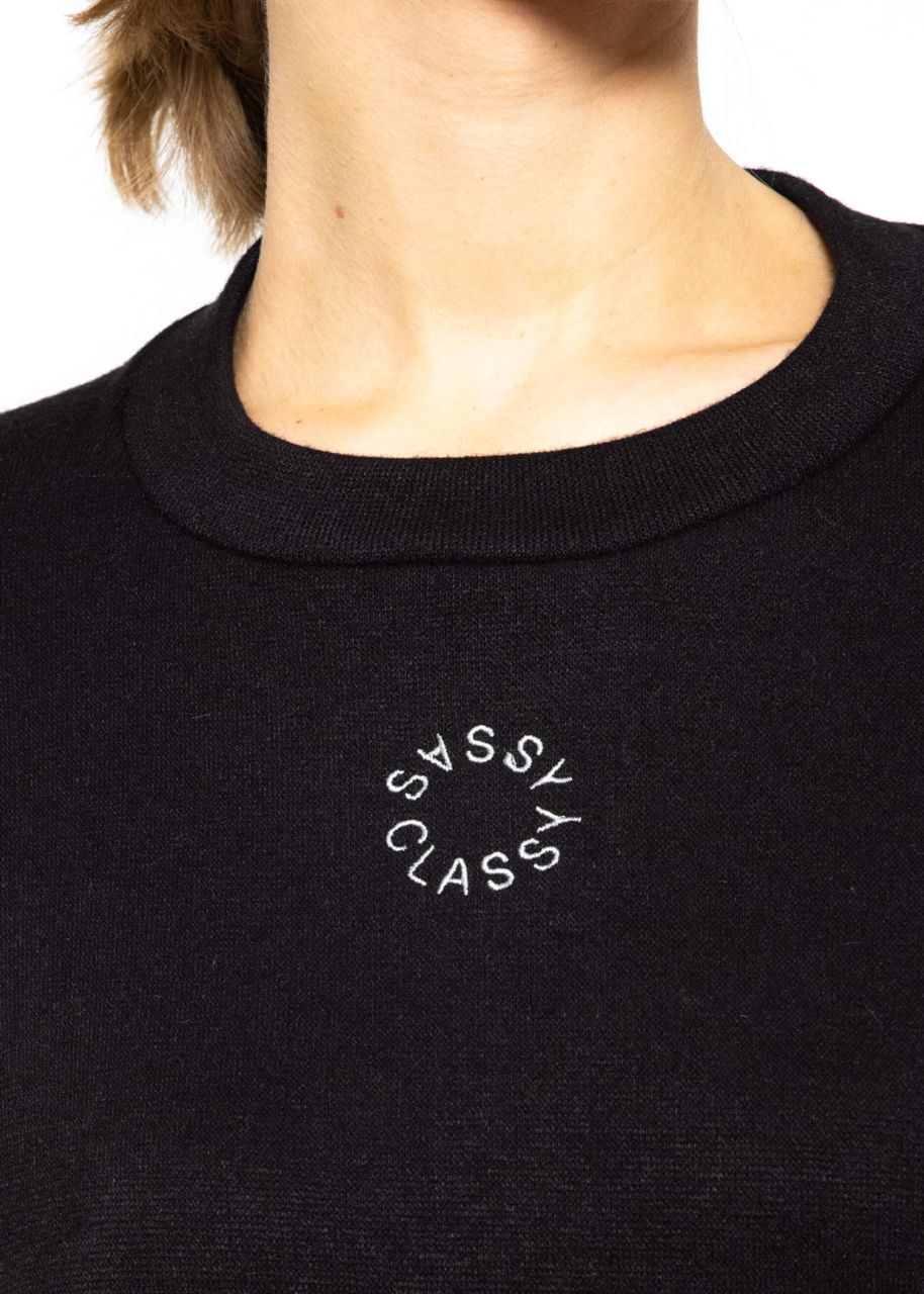 Oversized sweatshirt with embroidery - black