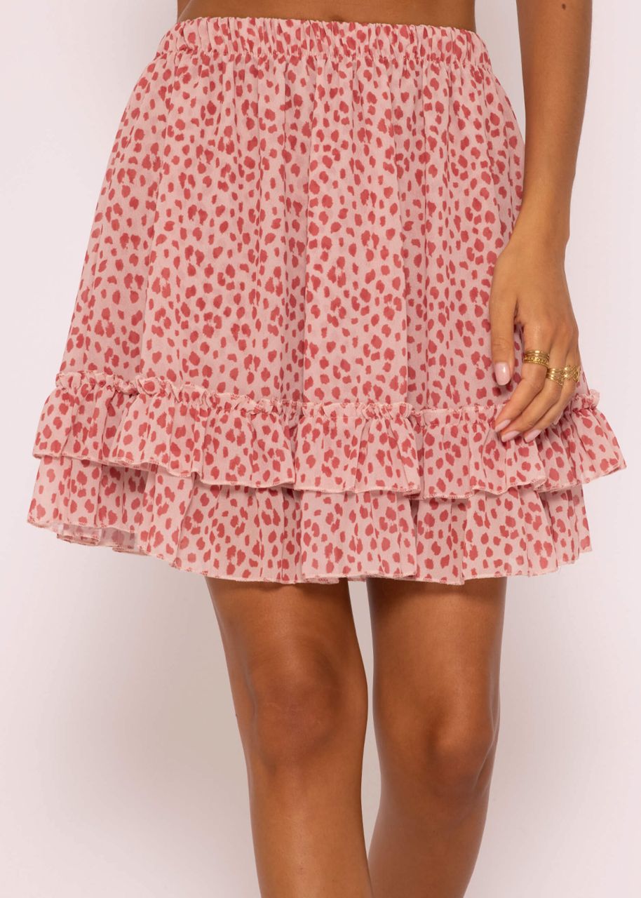 Flounces skirt with ruffles, pink