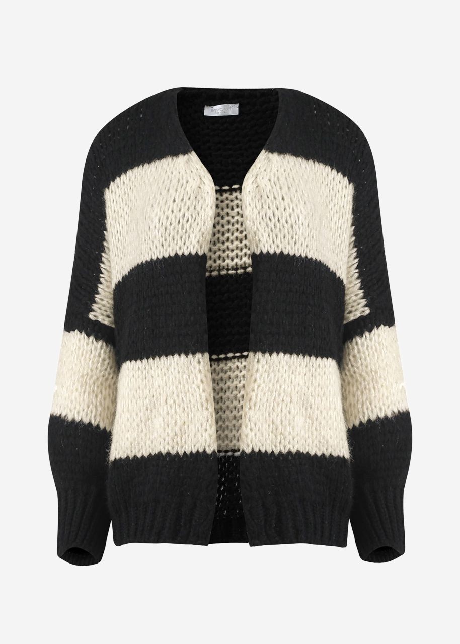 Striped oversize cardigan - black-offwhite